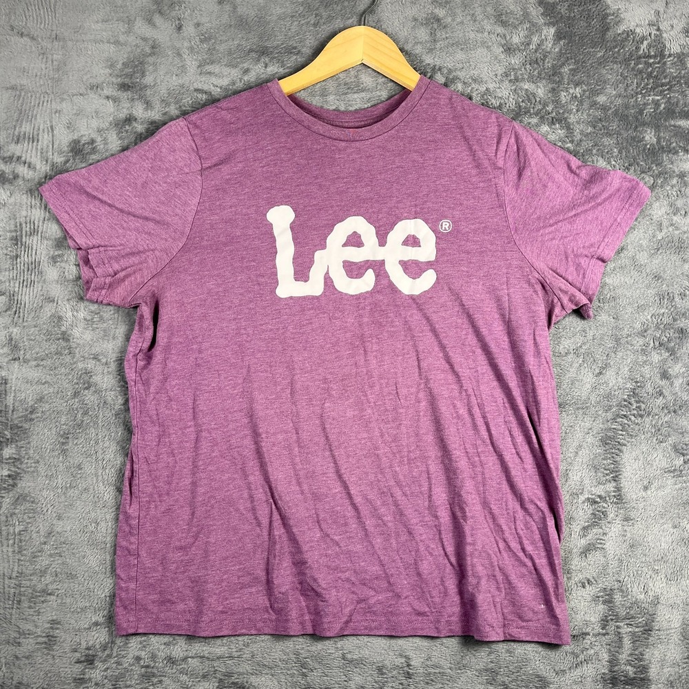 Lee Heritage Logo T Shirt Womens XL Purple Cotton Casual Crew Neck Short Sleeve